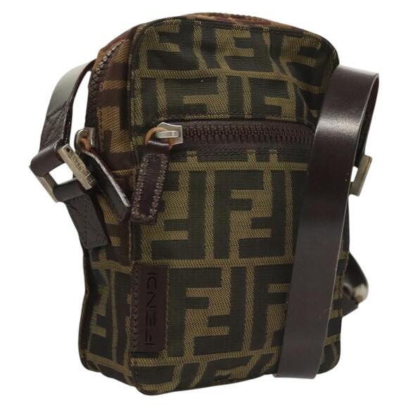 FENDI Zucca Canvas Shoulder Bag Black Brown - Picture 1 of 13